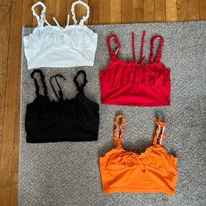 FOUR Crop adjustable spaghetti strap tank tops, size medium